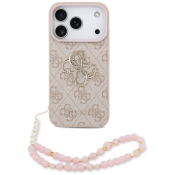 Guess dėklas iPhone 17 Pro telefonui 4G Strap 4G Classic Logo, rožinis