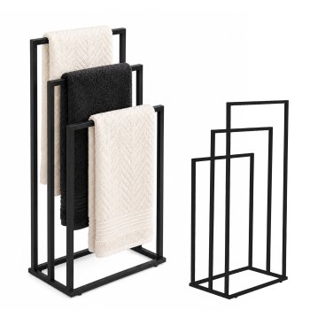 ModernHome pastatomas metalinis rankšluosčių stovas, 3 pakopų, juodas