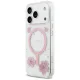 Guess Resin Flowers Glitter MagSafe dėklas iPhone 17 Pro, rožinis