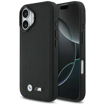 BMW dėklas iPhone 17 su MagSafe, M Quilted Logo, juodas