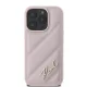 Karl Lagerfeld dėklas iPhone 16 Pro telefonui Diagonal Quilted Script, rožinis