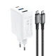 Acefast A17 GaN 2in1 įkroviklis 65W USB-C / USB ir HDMI 4K@60Hz adapteris su laidu, baltas