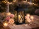 Dekoratyvinis LED žibintas su žvake su baterijomis, 28 x 14 x 14 cm, juodas