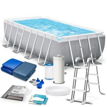 Intex Prism Frame Rectangular Pool Set 26792, 488 x 244 x 107 cm with Pump