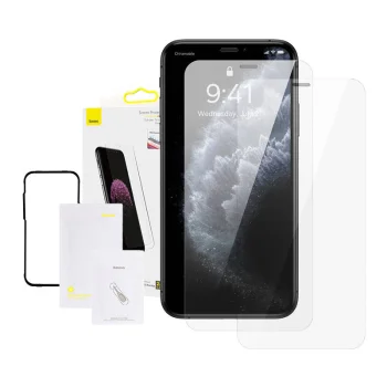Baseus 0.3mm apsauginis grūdintas stiklas iPhone XS Max / 11 Pro Max, 2 vnt., juodas