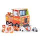 ECOTOYS medinis gaisrinės rinkinys „du viename“ su priedais
