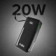 SBS 10000 mAh 20W išorinė baterija su integruotu USB-C laidu, juoda