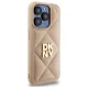 DKNY Quilted Stack Logo dėklas telefonui iPhone 15 Pro Max, smėlio spalvos