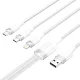 USB-A į 3in1 laidas Vention CTPWG, USB-C / Lightning / Micro-B, 1.5m, baltas