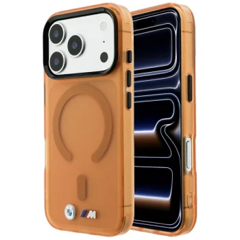 BMW M IML Frosted Metal Logo & Trims MagSafe dėklas iPhone 17 Pro / 18 Pro, oranžinis