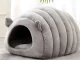 Plush pet bed cocoon with soft cushion for dogs and cats, 50x40x35 cm, grey