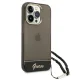 Guess Translucent Pearl Strap dėklas iPhone 14 Pro Max telefonui, juodas