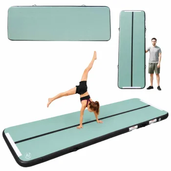 Pripučiamas gimnastikos kilimėlis Air Track 300 x 100 x 10 cm su elektrine pompa, žalias