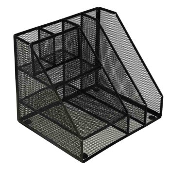 Large A4 Metal Mesh Desk Organizer with 7 Compartments, Black