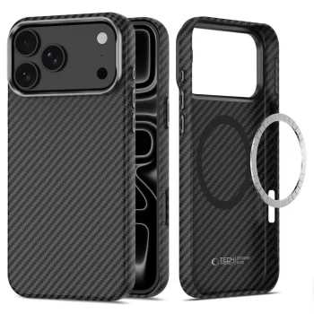 Tech-Protect Ion Carbon MagSafe dėklas iPhone 18 Pro Max / 17 Pro Max, juodas ir sidabrinis