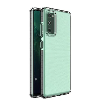 Spring Case skaidrus telefono dėklas Samsung Galaxy A02s EU su juodu rėmeliu