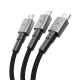 Tech-Protect UltraBoost DNA 3in1 USB-C / Micro-USB / Lightning laidas 120 cm, pilkas