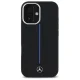 Mercedes dėklas iPhone 16 telefonui Silicone Blue Stripe MagSafe, juodas