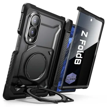 Dėklas Supcase UB Grip Mag MagSafe, skirtas Samsung Galaxy Z Fold 8, su privatumo stiklu, juodas