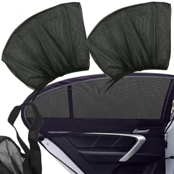 Car Window Sunshades with Mosquito Net, Black, 2 Pcs