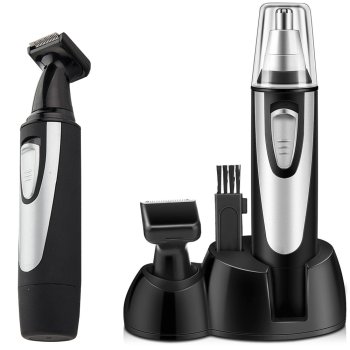 2-in-1 Nose and Ear Trimmer / Beard Styler, Silver/Black