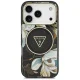 Guess IML Glitter Flowers Triangle MagSafe case for iPhone 18 Pro Max and 17 Pro Max, black