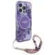 Guess IML Flowers Pearl Strap MagSafe dėklas iPhone 16 Pro Max telefonui, violetinis