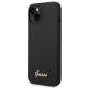 Guess Silicone Vintage Gold Logo dėklas, skirtas iPhone 14 Plus, juodas