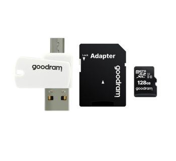 GOODRAM Memory MicroSD Card - 128GB with adapter UHS I CLASS 10 100MB/s