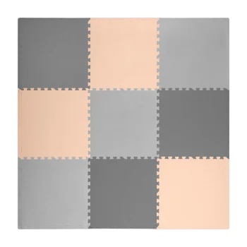 Didelis dėlionės kilimėlis Ricokids 180x180 cm, 9 vnt., pilkas-persikinis