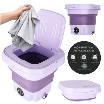 Foldable Mini Travel Washing Machine 8L, Purple