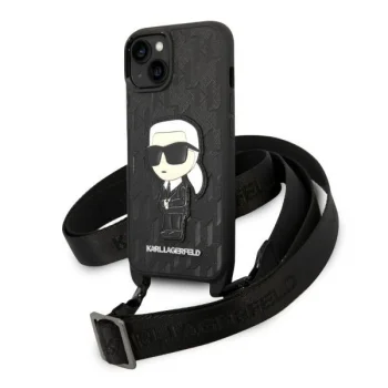 Karl Lagerfeld Monogram Ikonik Patch dėklas, skirtas iPhone 14, juodas