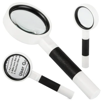 Klasikinis didinamasis stiklas su 50 mm lęšiu, 7x, juoda/balta