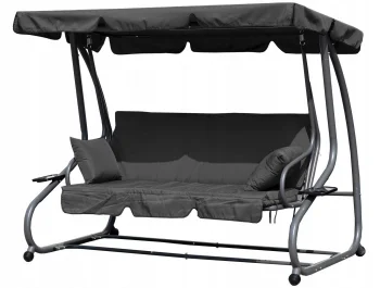 MultiGarden 3-Seater 2-in-1 Garden Swing with Cushions, Grey