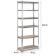 Metalinė lentyna Humberg HR-814, 222x90x40 cm, 900 kg, sidabrinė