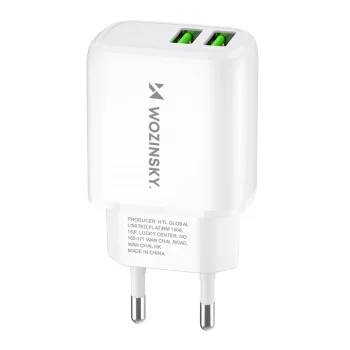 Įkroviklis Wozinsky CUWCW 2.4A 2 x USB-A, baltas