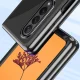 Dėklas telefonui Samsung Galaxy Z Fold 4 Plating Case su metalizuotu rėmeliu, mėlynas