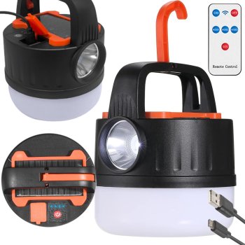 Rechargeable LED Camping Lantern with Solar Panel and Remote