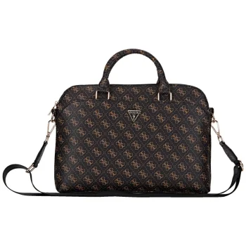Guess New 4G Zipper Pocket Triangle Logo 15" Laptop Bag - Black