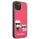 Karl Lagerfeld dėklas iPhone 13 mini Ikonik Karl & Choupette, fuksijų spalvos