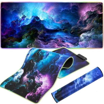 Šviečiantis RGB LED pelės kilimėlis Cosmos, 30x80 cm