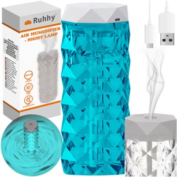 Ruhhy 00024625 Air Humidifier and Night Light 2in1, 400 ml, Transparent/White