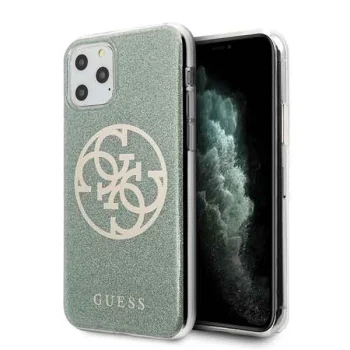 Guess dėklas iPhone 11 Pro GUHCN58PCUGLKA Glitter 4G Circle, chaki