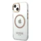 Guess Metal Outline MagSafe dėklas telefonui iPhone 13, permatomas / auksinis