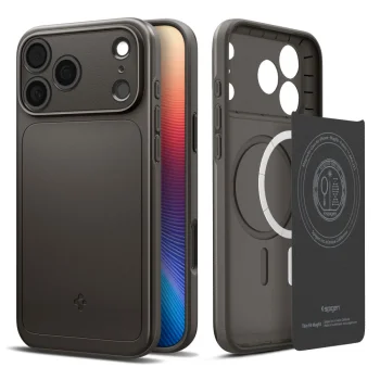 Spigen Thin Fit Mag dėklas, skirtas iPhone 17 Pro, Gunmetal pilkas