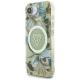 Guess IML Metal Glitter Flowers Triangle MagSafe dėklas iPhone 16e, žalias