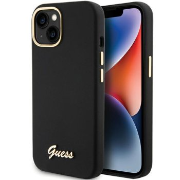 Guess Silicone Script dėklas, skirtas iPhone 15 Pro, juodas