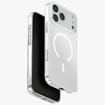 Uniq Airsuit Magclick Charging dėklas telefonui iPhone 17 Pro Max, skaidrus