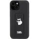Karl Lagerfeld dėklas iPhone 15 telefonui Saffiano Choupette Pins Gripstand, juodas