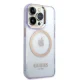 Guess Gold Outline MagSafe dėklas, skirtas iPhone 14 Pro Max, violetinis
